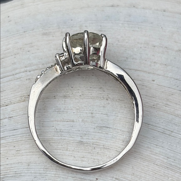 Natural Round ~1ct Prasiolite & Diamond Ring Sterling Silver Size 7.5 - Picture 7 of 14